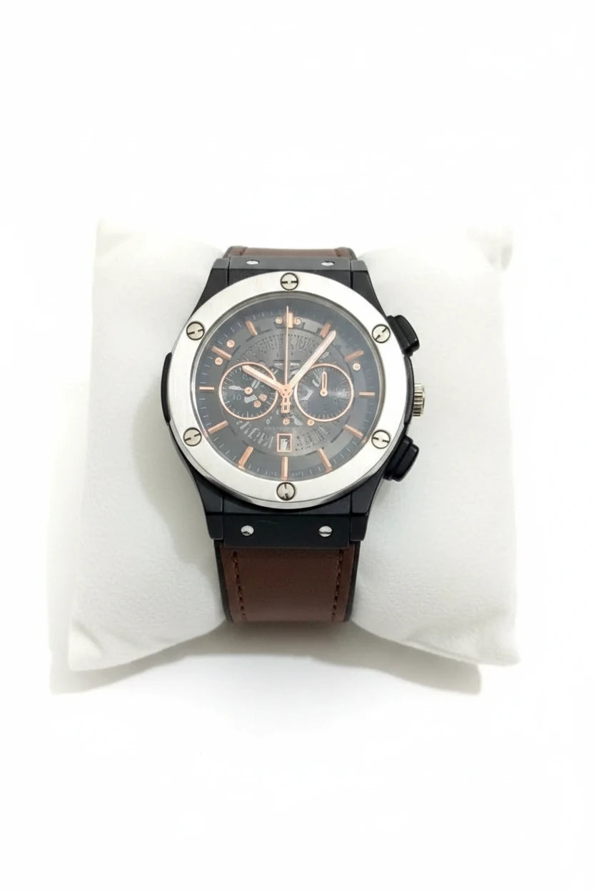 Luxury Chronograph Watch for Men | Elegant Leather Band Timepiece