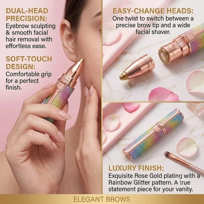 2-in-1 Electric Eyebrow Trimmer & Facial Hair Remover for Women | Portable Rechargeable Shaver