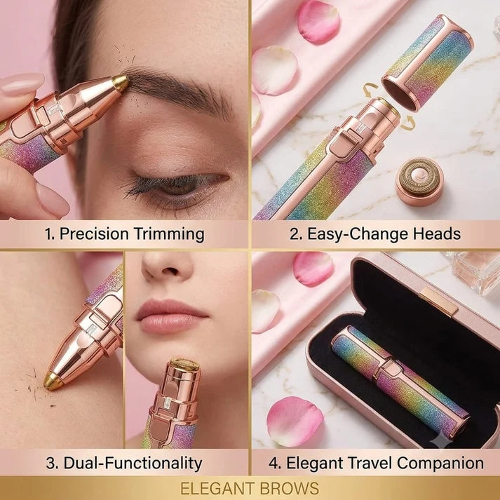 2-in-1 Electric Eyebrow Trimmer & Facial Hair Remover for Women | Portable Rechargeable Shaver