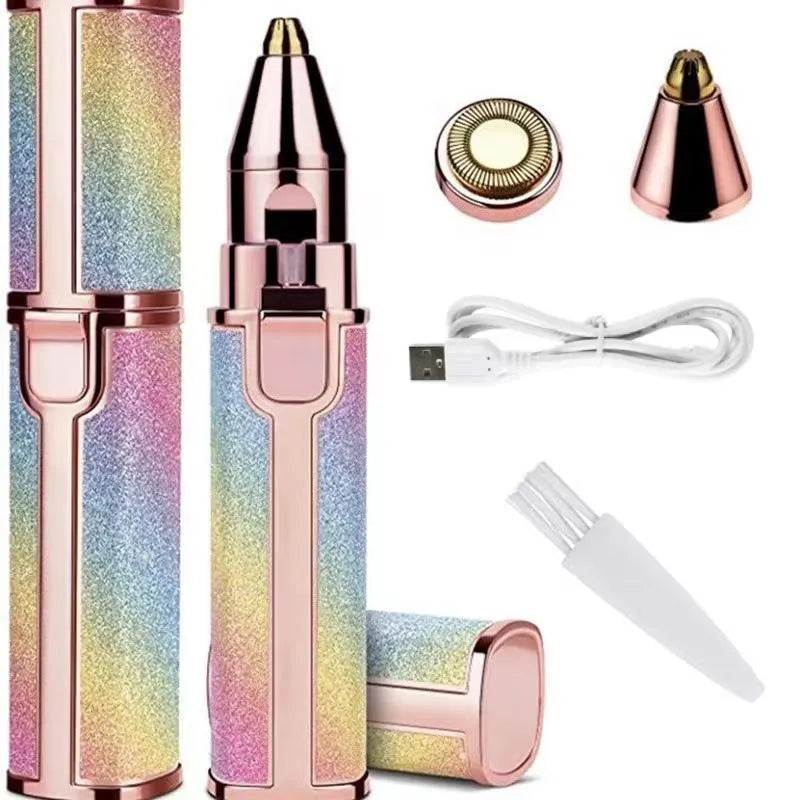 2-in-1 Electric Eyebrow Trimmer & Facial Hair Remover for Women | Portable Rechargeable Shaver