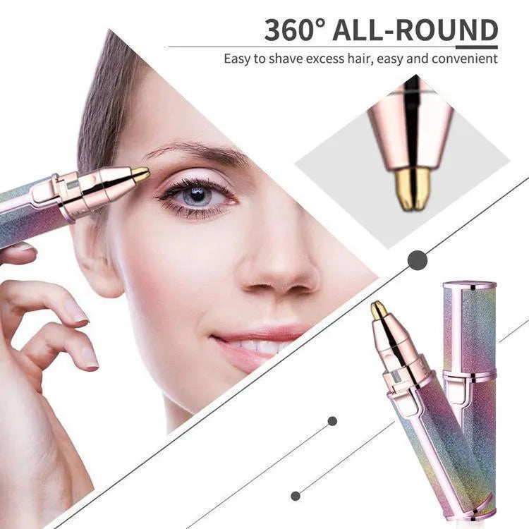 2-in-1 Electric Eyebrow Trimmer & Facial Hair Remover for Women | Portable Rechargeable Shaver