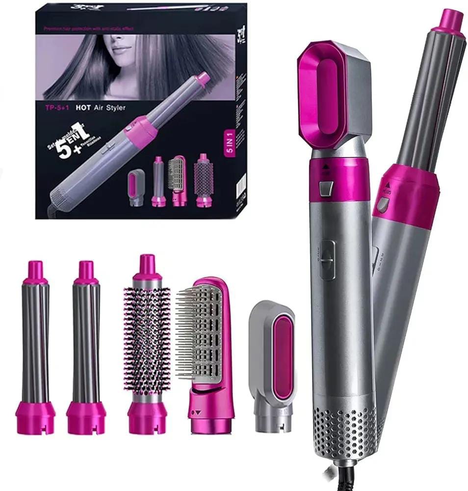 5-in-1 Hot Air Styler & Hair Dryer Brush | Multi-Function Hair Curler, Straightener & Volumizer | Salon Styling Tool