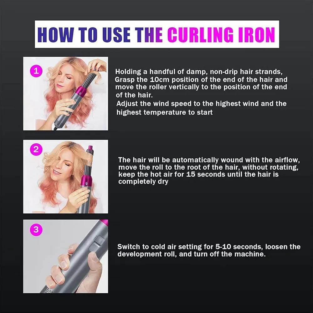 5-in-1 Hot Air Styler & Hair Dryer Brush | Multi-Function Hair Curler, Straightener & Volumizer | Salon Styling Tool