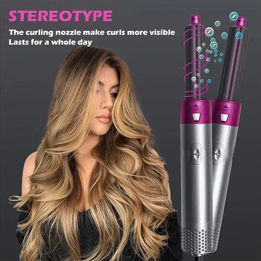5-in-1 Hot Air Styler & Hair Dryer Brush | Multi-Function Hair Curler, Straightener & Volumizer | Salon Styling Tool