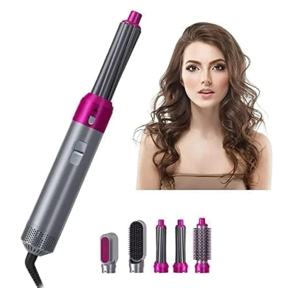 5-in-1 Hot Air Styler & Hair Dryer Brush | Multi-Function Hair Curler, Straightener & Volumizer | Salon Styling Tool