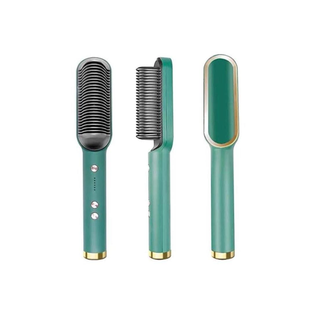 2-in-1 Hair Straightener Brush | Electric Hot Comb for Straight & Curly Hair | Fast Heating Hair Styling Brush